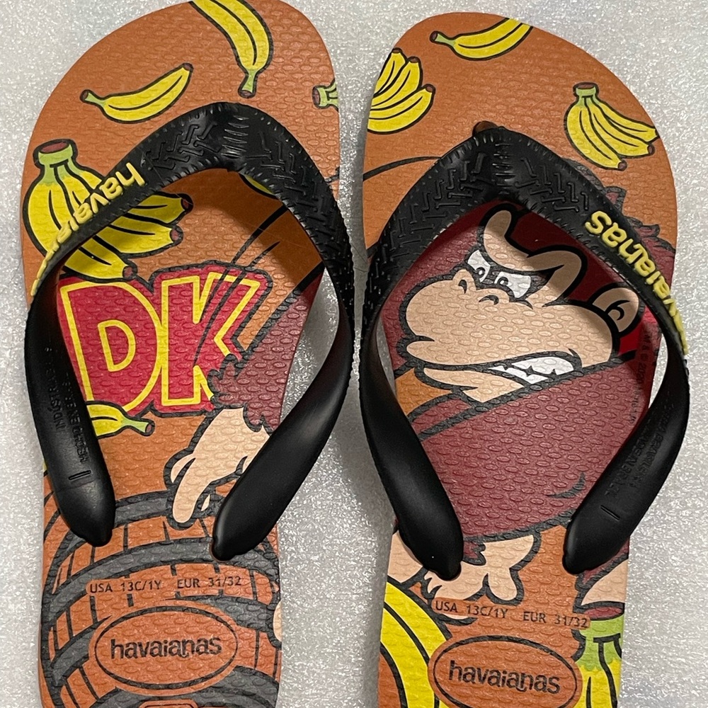 Havaianas Black and Orange Flip Flops